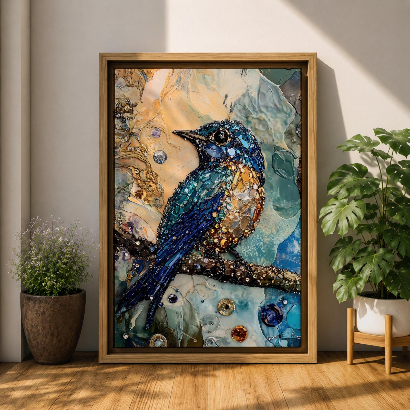 Kingfisher Bird Wall Art Wildlife Nature Halcyon King Mosaic Gift Living Room Home Decor