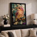 Bird Wild Wall Art Songbird Branch Stained Glass Nature Gift Living Room Home Decor