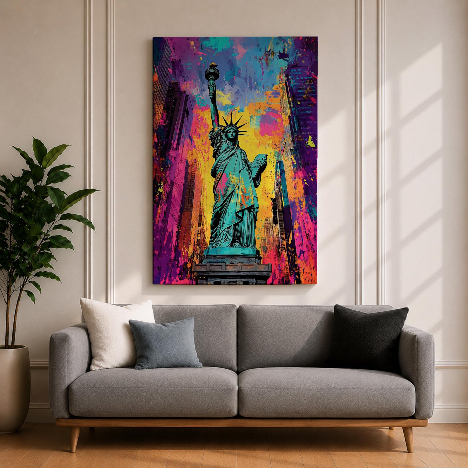 Statue Liberty American Monument Wall Art Lady Freedom Abstract Gift Living Room Home Decor