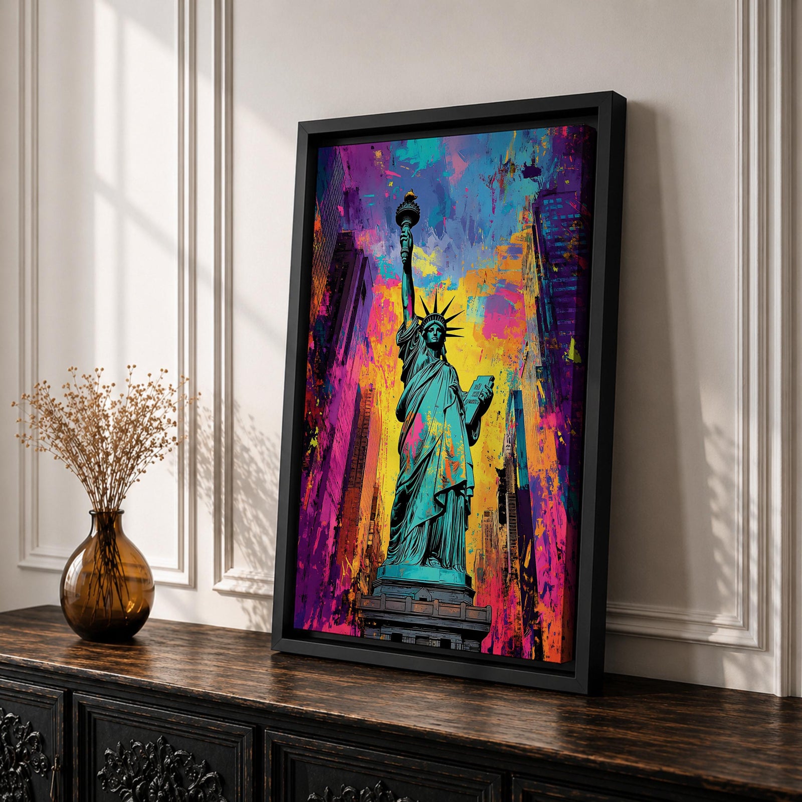 Statue Liberty American Monument Wall Art Lady Freedom Abstract Gift Living Room Home Decor