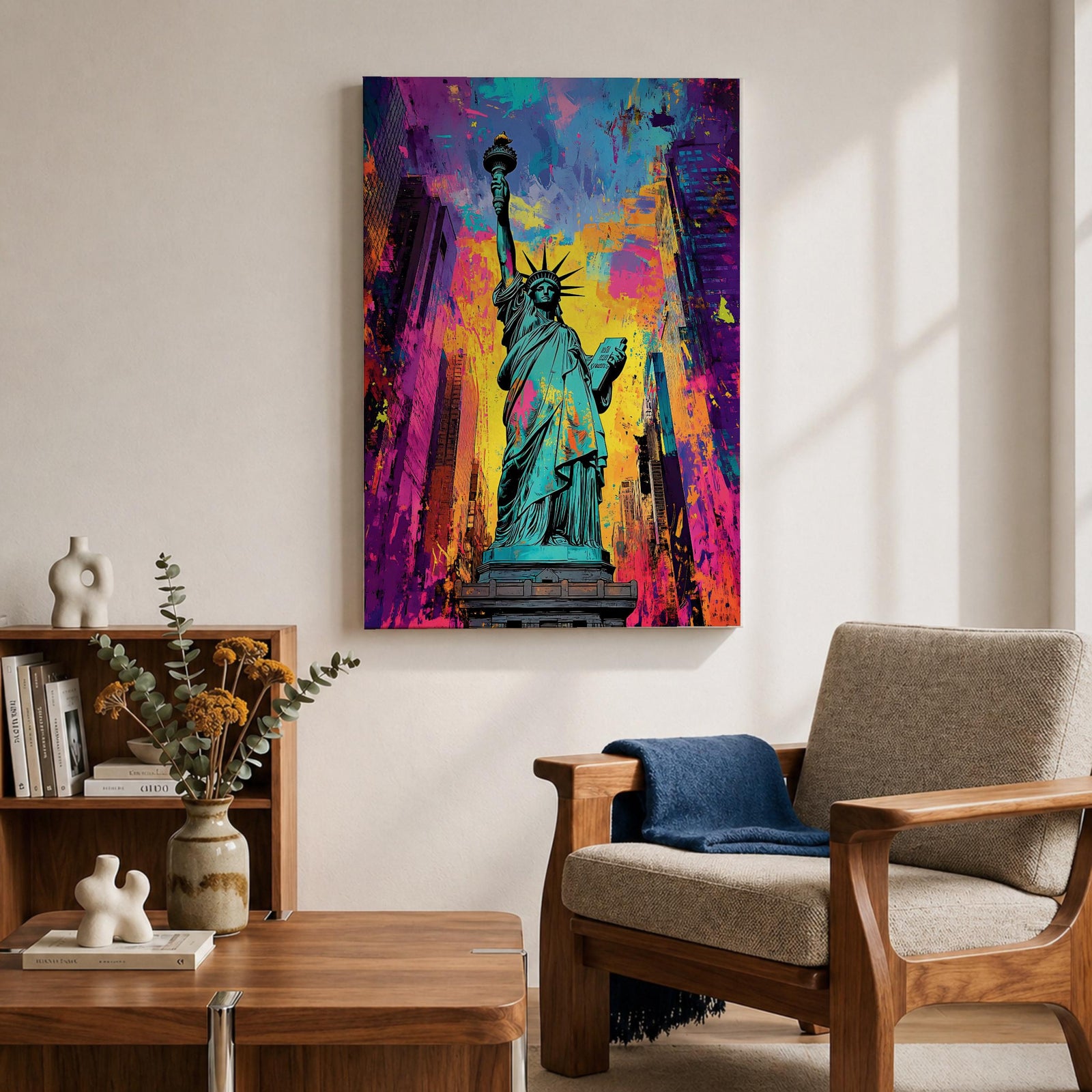 Statue Liberty American Monument Wall Art Lady Freedom Abstract Gift Living Room Home Decor