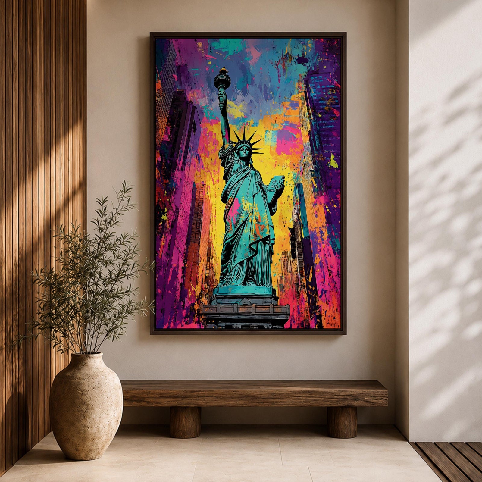 Statue Liberty American Monument Wall Art Lady Freedom Abstract Gift Living Room Home Decor