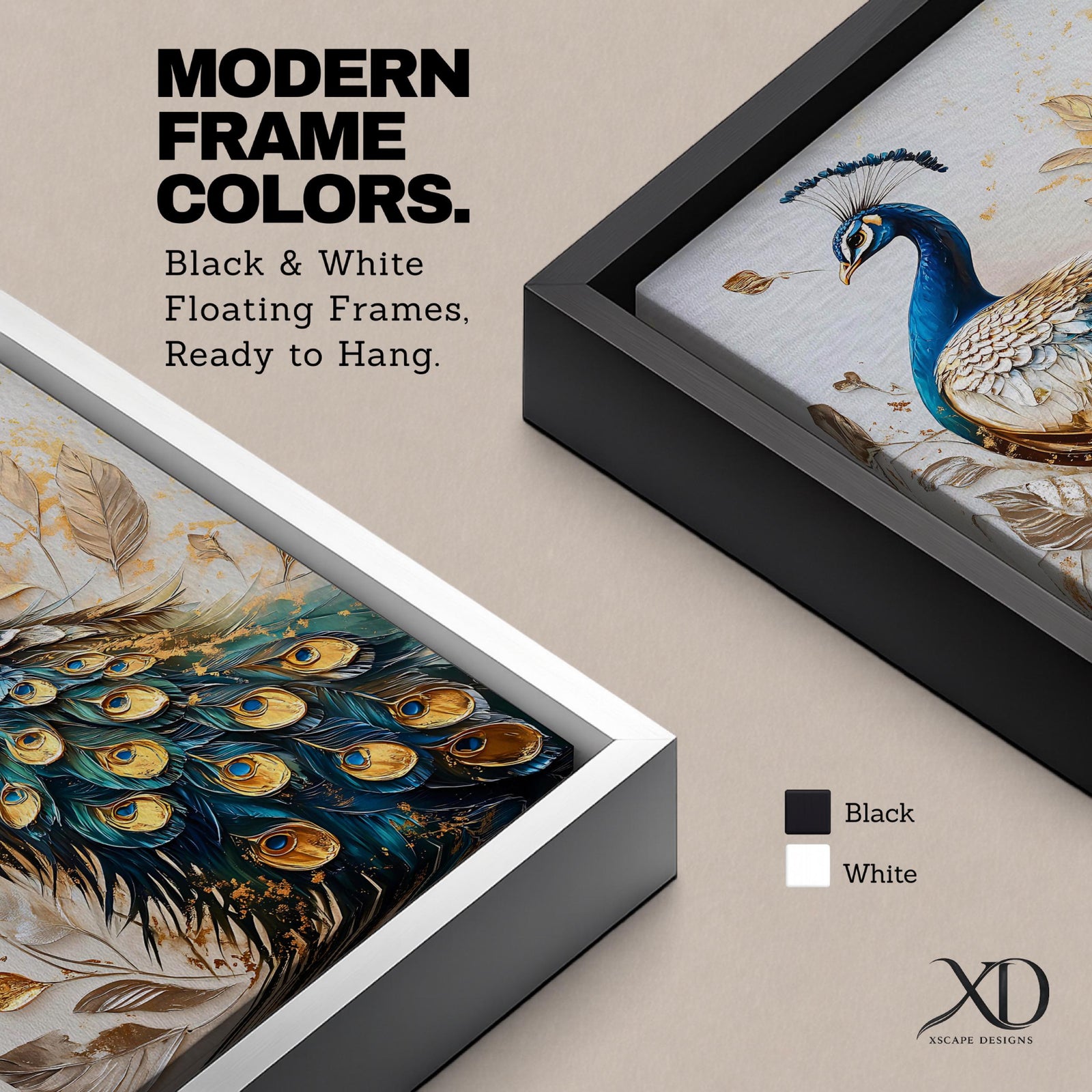 A detailed vintage-style framed canvas wall art featuring a peacock with intricate feathers and botanical elements. The artwork highlights the peacock’s elegant plumage with gold and blue tones in a classic vintage visual style, emphasizing natural animal beauty and botanical motifs.