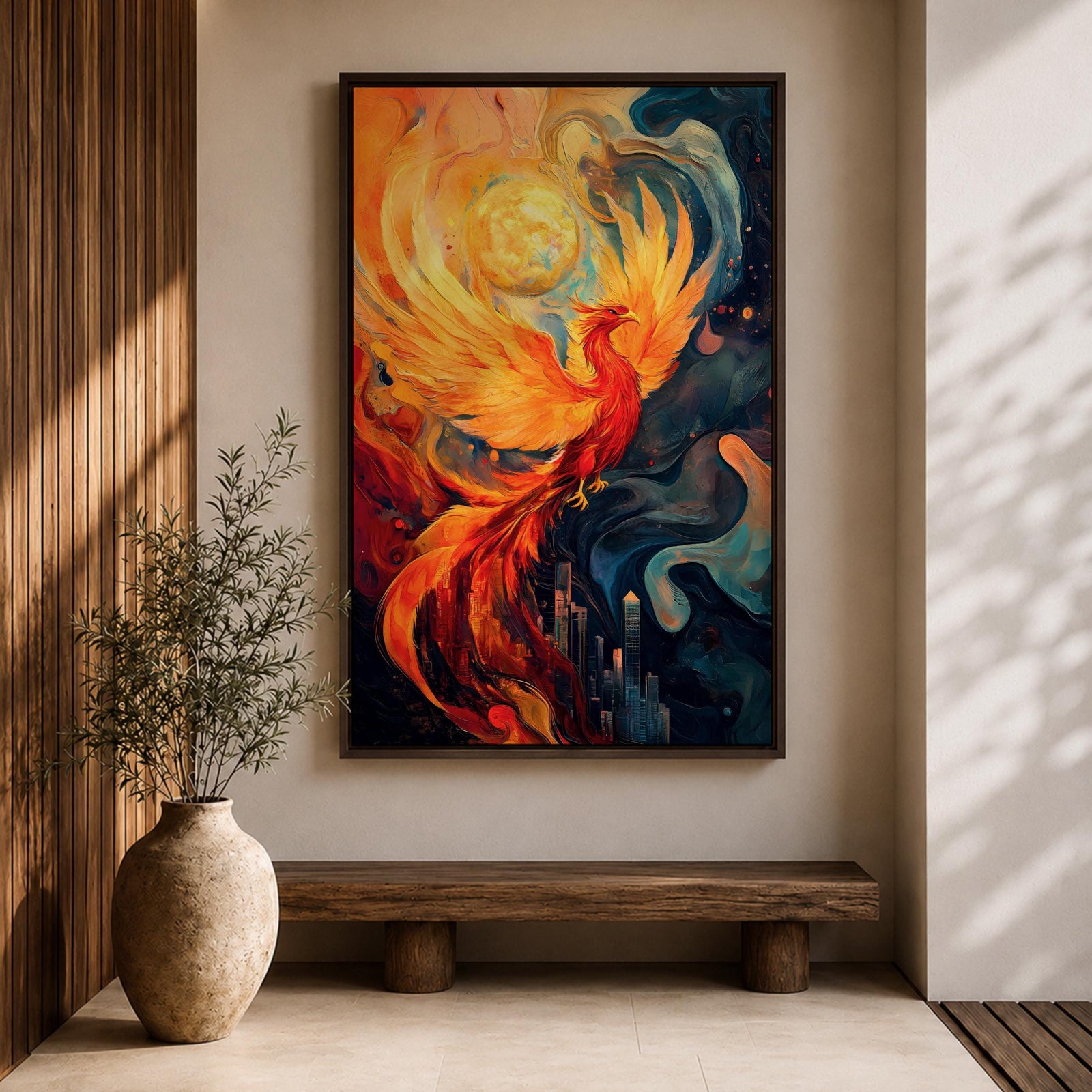 Phoenix Mythical Bird Wall Art Firebird Mythology Symbol Abstract Gift Living Room Home Decor
