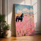 Horses Wild Animal Wall Art Meadow Landscape Nature Gift Living Room Home Decor