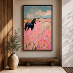 Horses Wild Animal Wall Art Meadow Landscape Nature Gift Living Room Home Decor