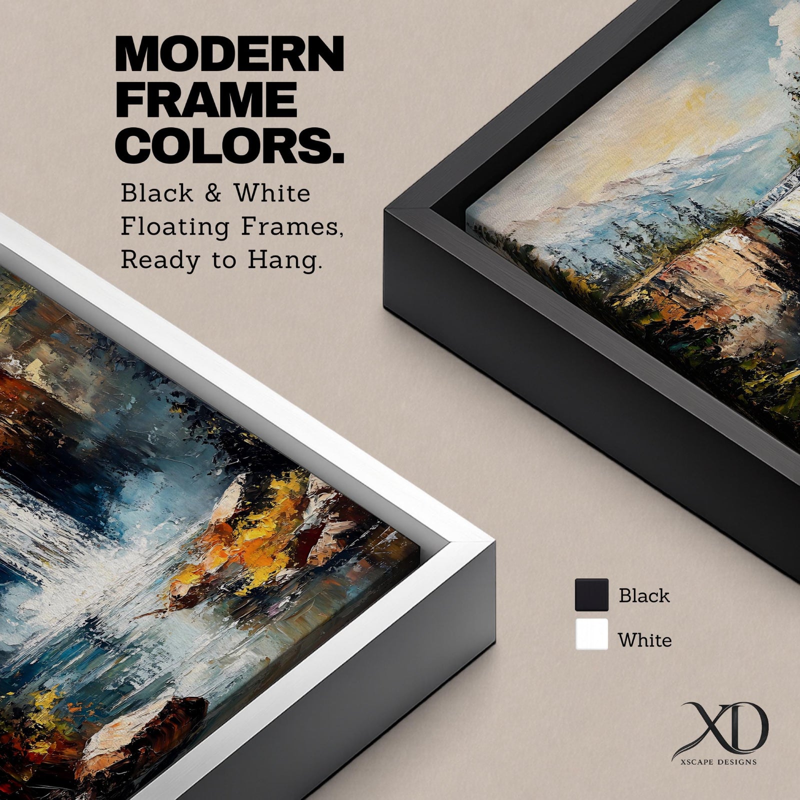 This impasto style framed canvas features a waterfall cascading between rocky cliffs surrounded by dense forest and mist, with textured brushstrokes creating a vivid landscape scene of nature’s power and tranquility.
