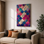 Arabic calligraphy artwork featuring the words Sabr Tawakkul Shukr written in flowing script, arranged in a balanced composition that highlights the meaning of patience trust and gratitude, rendered with elegant linework and decorative Islamic pattern elements inspired by traditional calligraphy design.