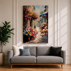 European Cafe Street Wall Art Mediterranean Floral Alley Gift Living Room Home Decor Travel