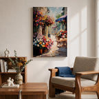 European Cafe Street Wall Art Mediterranean Floral Alley Gift Living Room Home Decor Travel