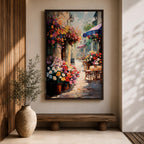 European Cafe Street Wall Art Mediterranean Floral Alley Gift Living Room Home Decor Travel