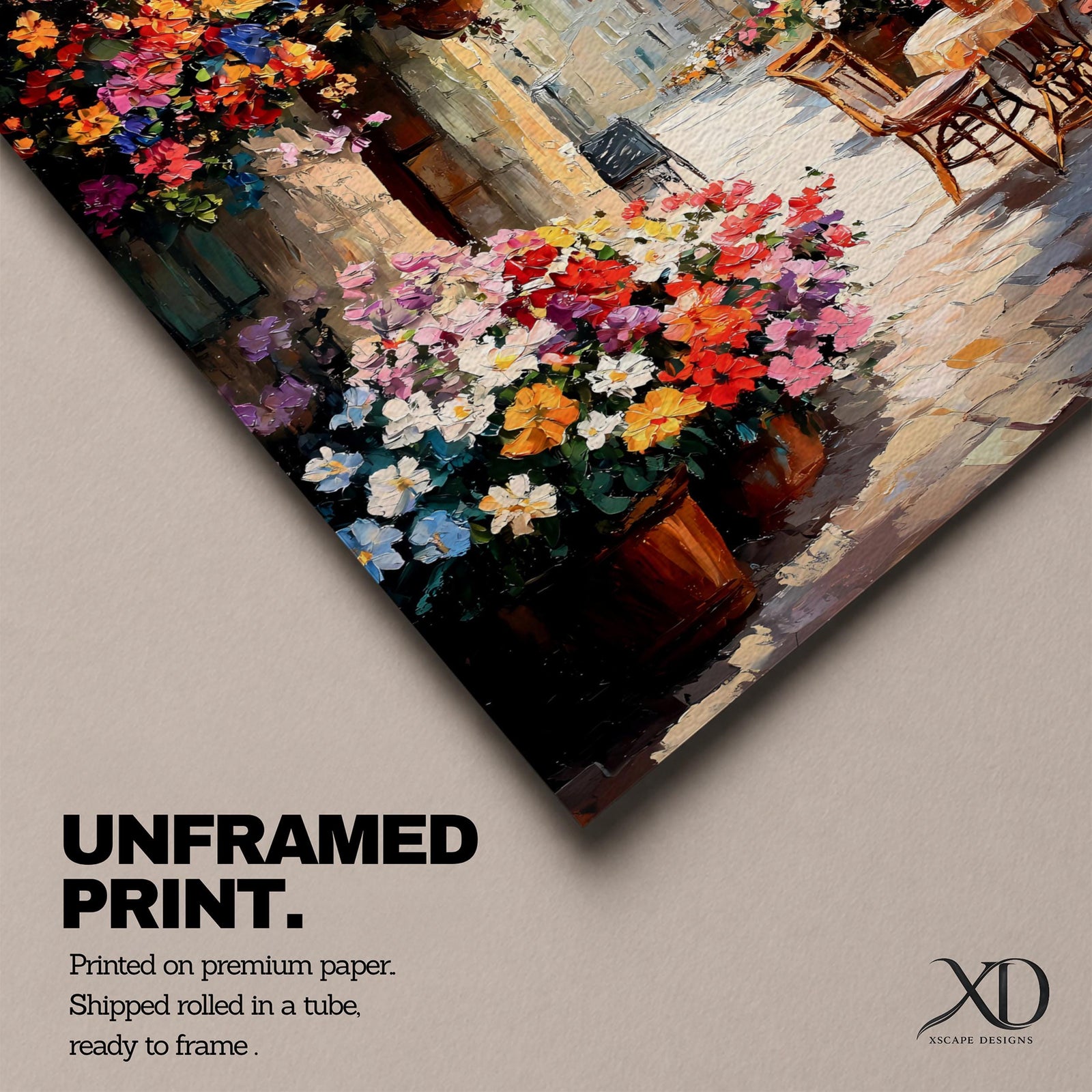 European Cafe Street Wall Art Mediterranean Floral Alley Gift Living Room Home Decor Travel
