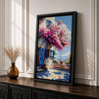Santorini Patio Wall Art Greek Island Bistro Floral Travel Gift Dining Room Home Decor