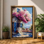 Santorini Patio Wall Art Greek Island Bistro Floral Travel Gift Dining Room Home Decor