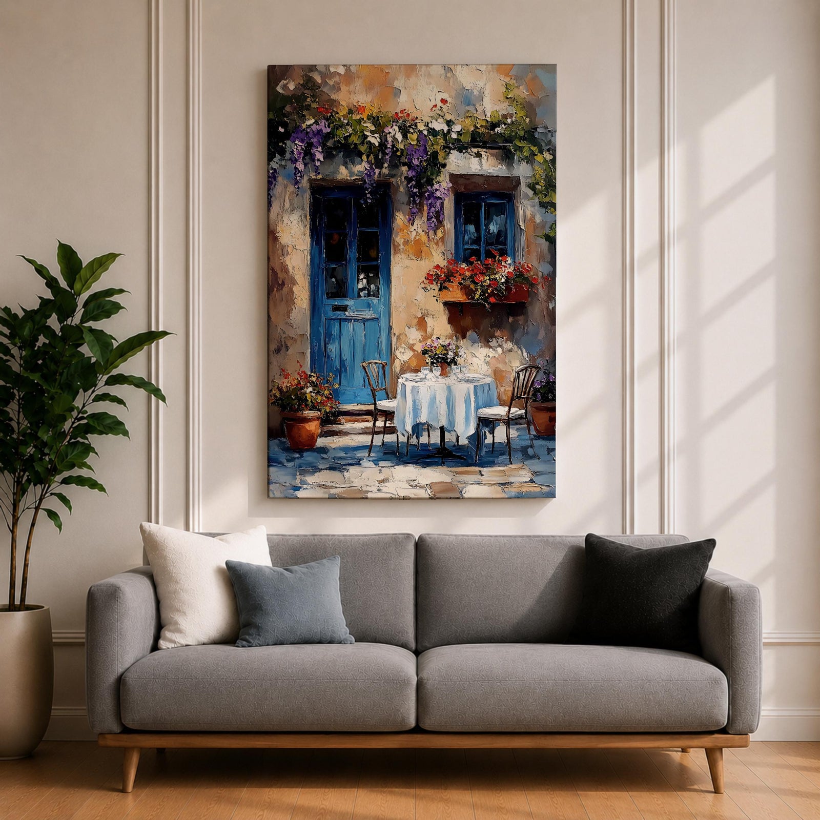Cafe Patio Wall Art European Outdoor Bistro Floral Travel Gift Dining Room Home Decor