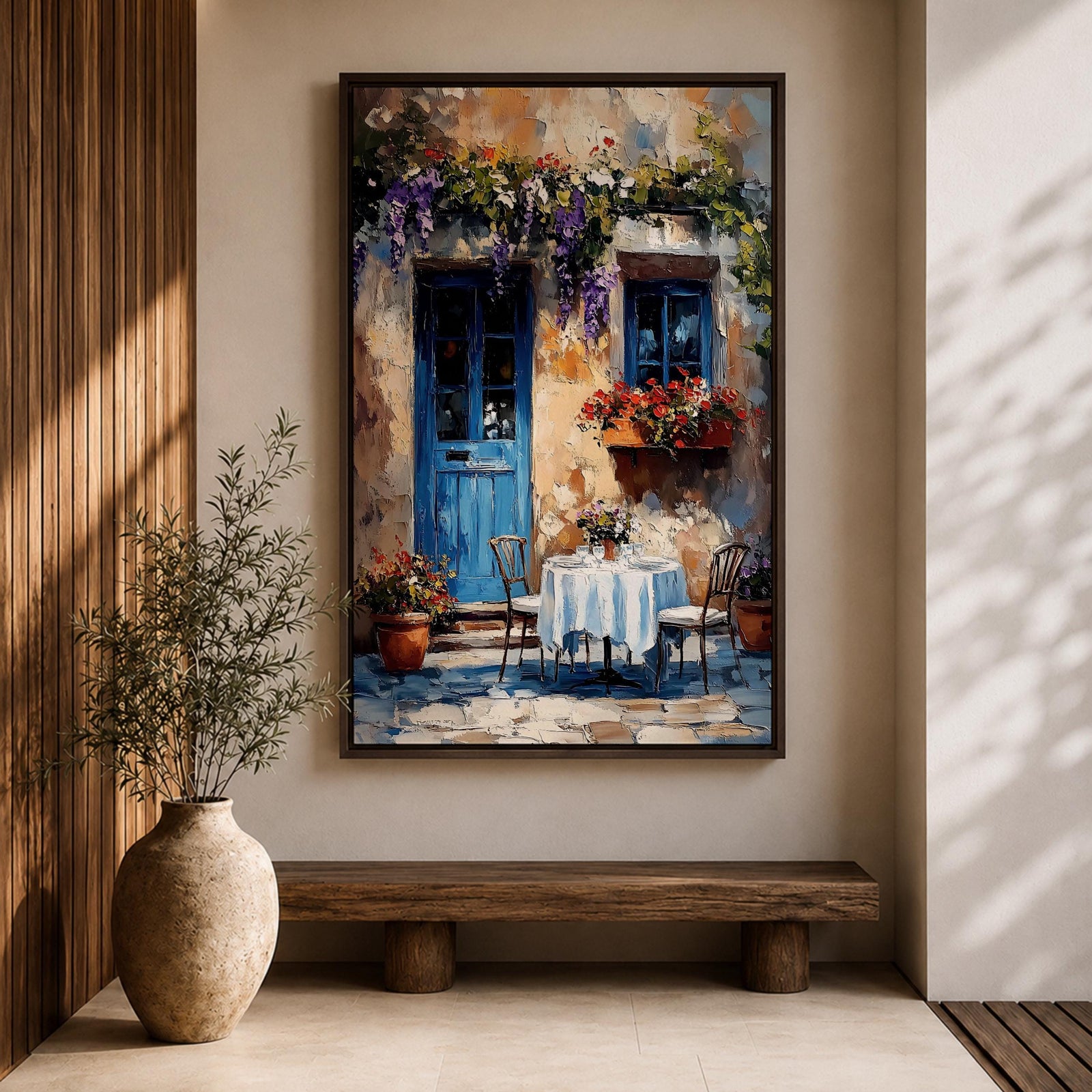 Cafe Patio Wall Art European Outdoor Bistro Floral Travel Gift Dining Room Home Decor