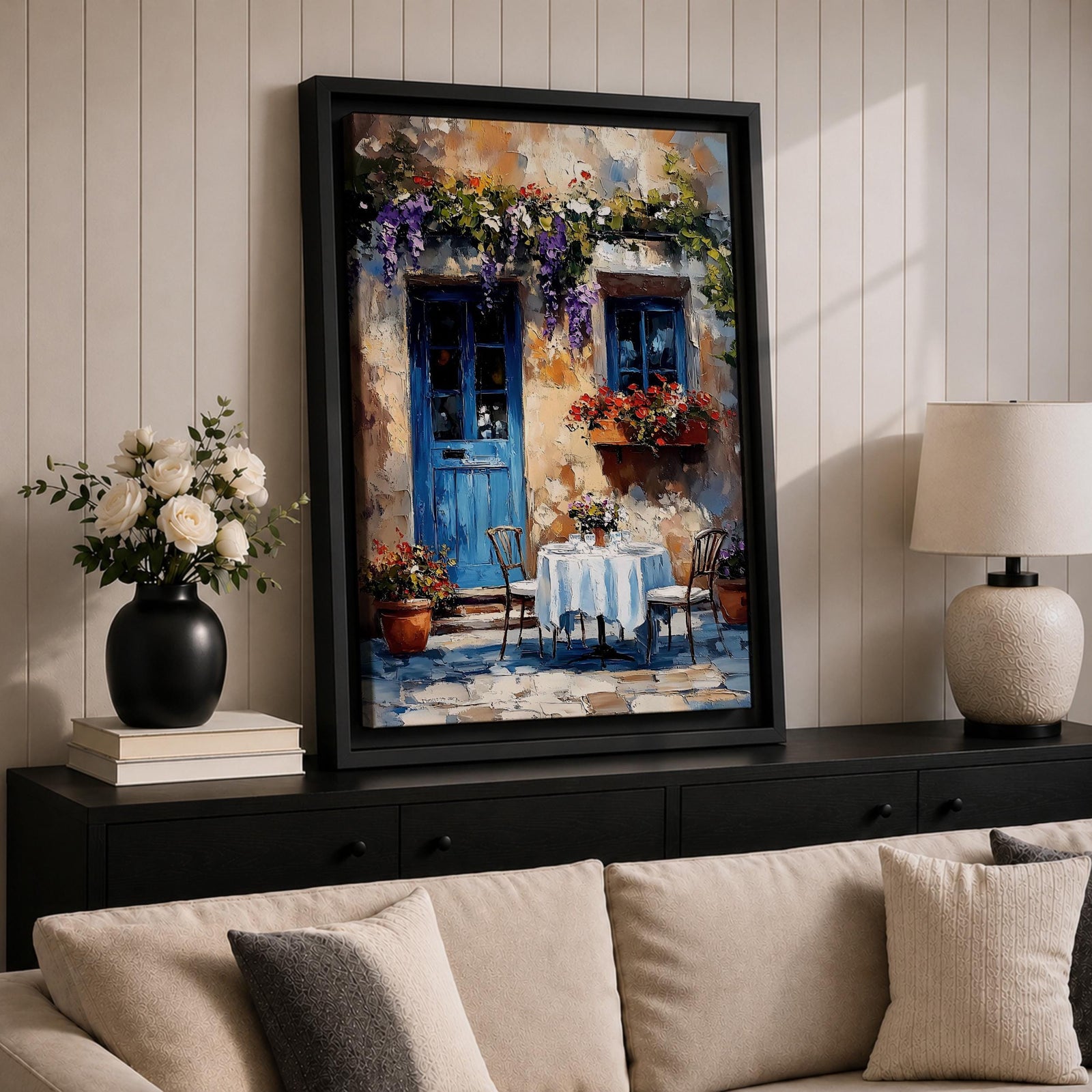 Cafe Patio Wall Art European Outdoor Bistro Floral Travel Gift Dining Room Home Decor