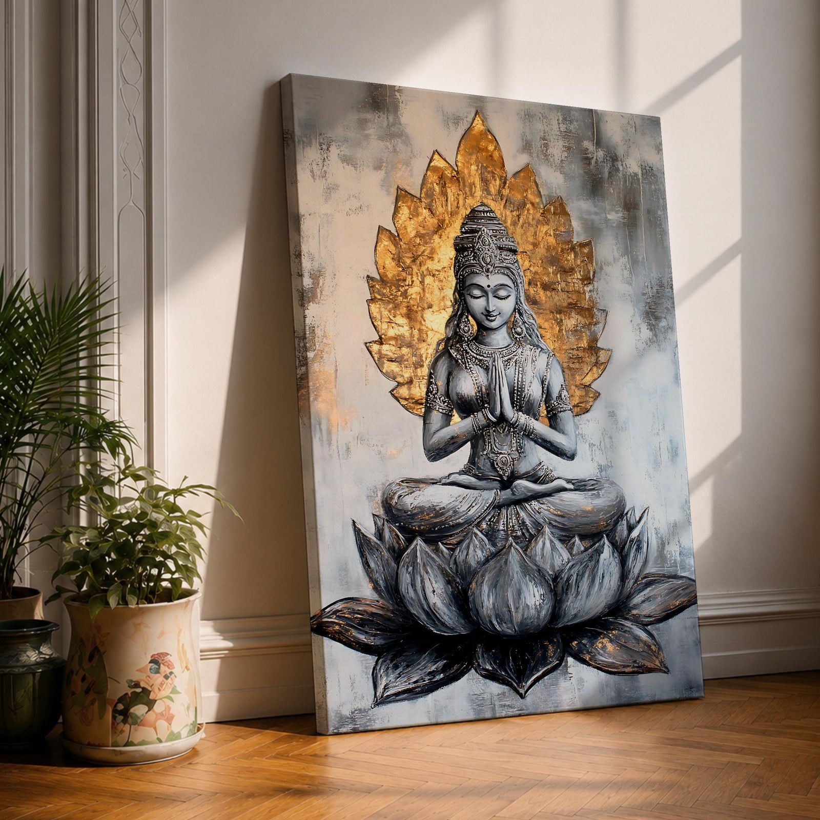 Lotus Buddha Wall Art Buddhist Deity Religious Gift Meditation Zen Room Home Decor Interior