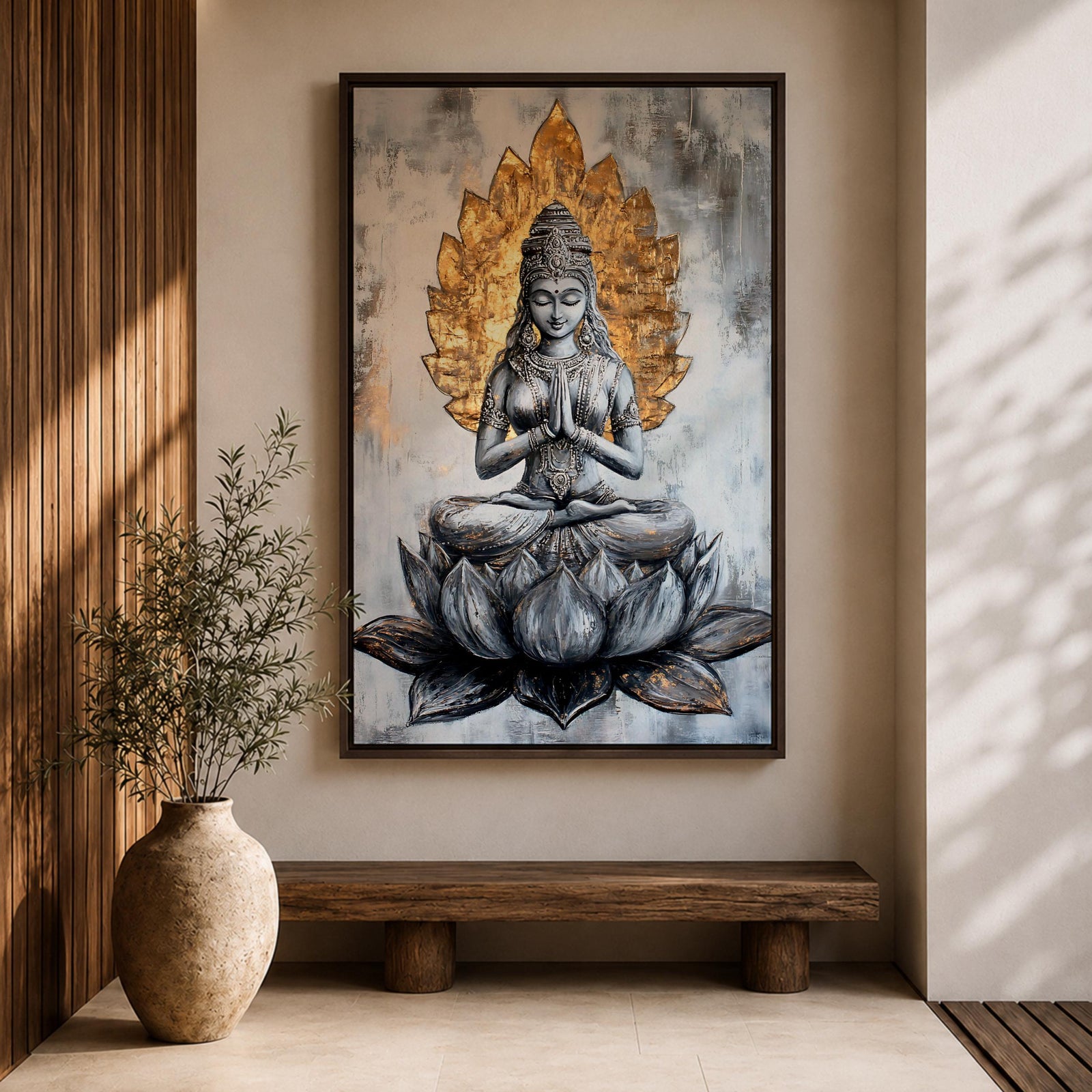 Lotus Buddha Wall Art Buddhist Deity Religious Gift Meditation Zen Room Home Decor Interior