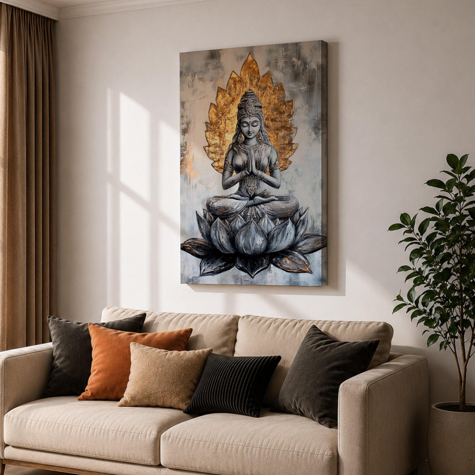 Lotus Buddha Wall Art Buddhist Deity Religious Gift Meditation Zen Room Home Decor Interior
