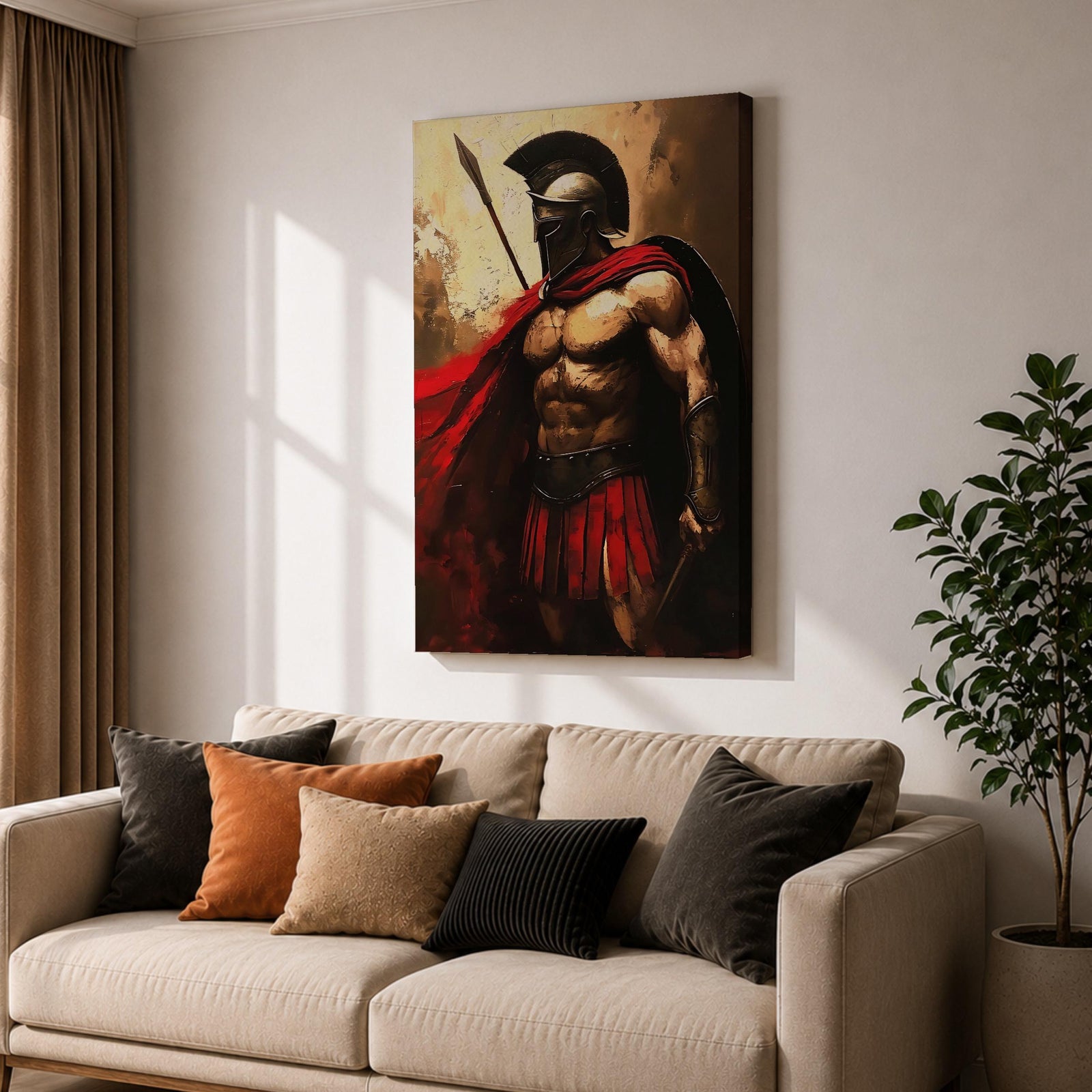 Spartan Warrior Greek Soldier Wall Art Hoplite Hero Historical Gift Living Room Home Decor
