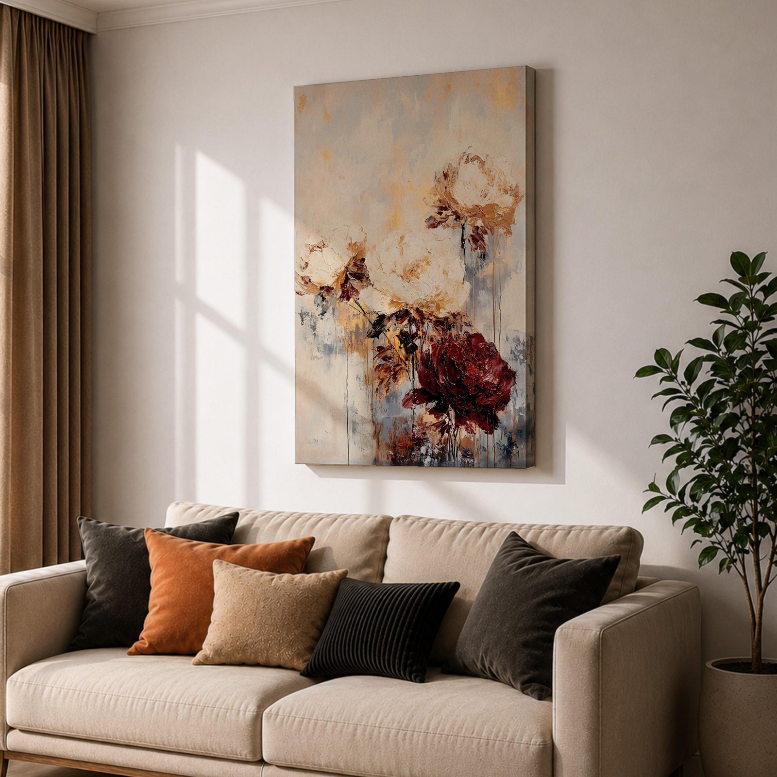 Peony Flowers Floral Wall Art Peonies Abstract Wedding Anniversary Gift Living Room Home Decor