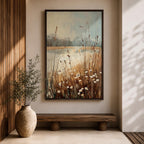 Daisies Meadow Wall Art Wildflower Field Lake Shore Nature Gift Living Room Home Decor