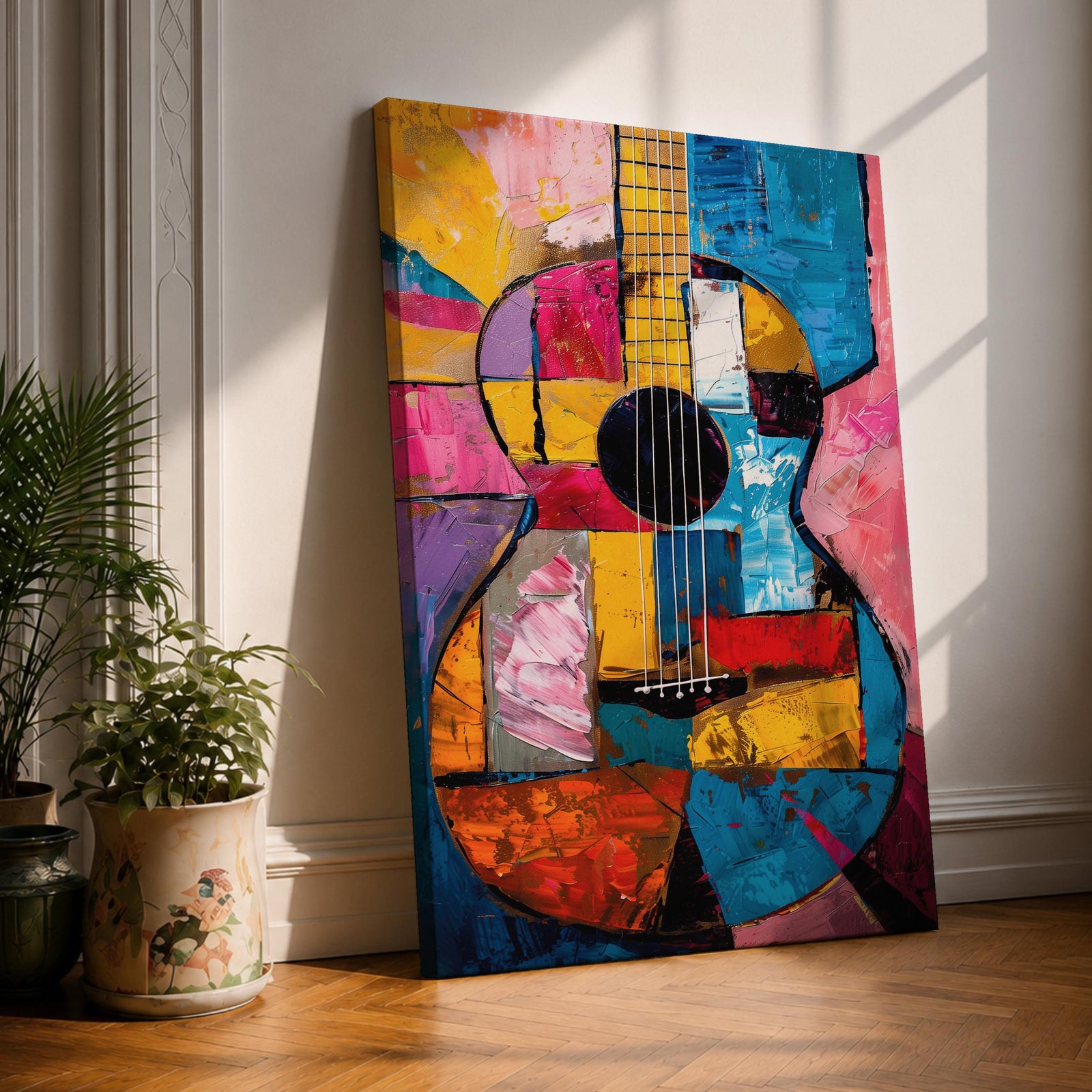 Guitar Musical Instrument Wall Art Acoustic Print Abstract Music Gift Living Room Home Decor