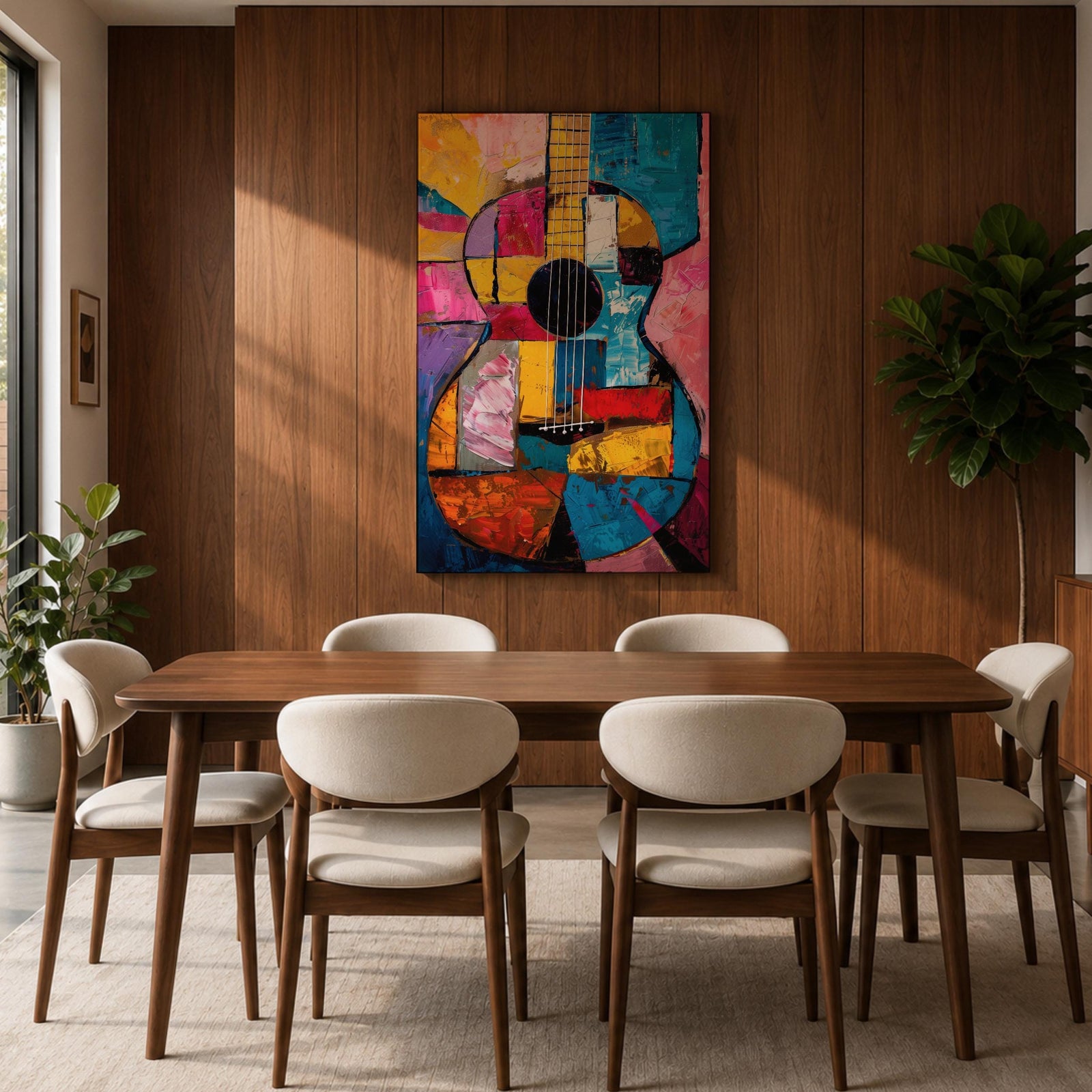 Guitar Musical Instrument Wall Art Acoustic Print Abstract Music Gift Living Room Home Decor