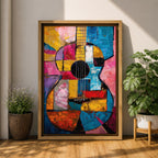 Guitar Musical Instrument Wall Art Acoustic Print Abstract Music Gift Living Room Home Decor