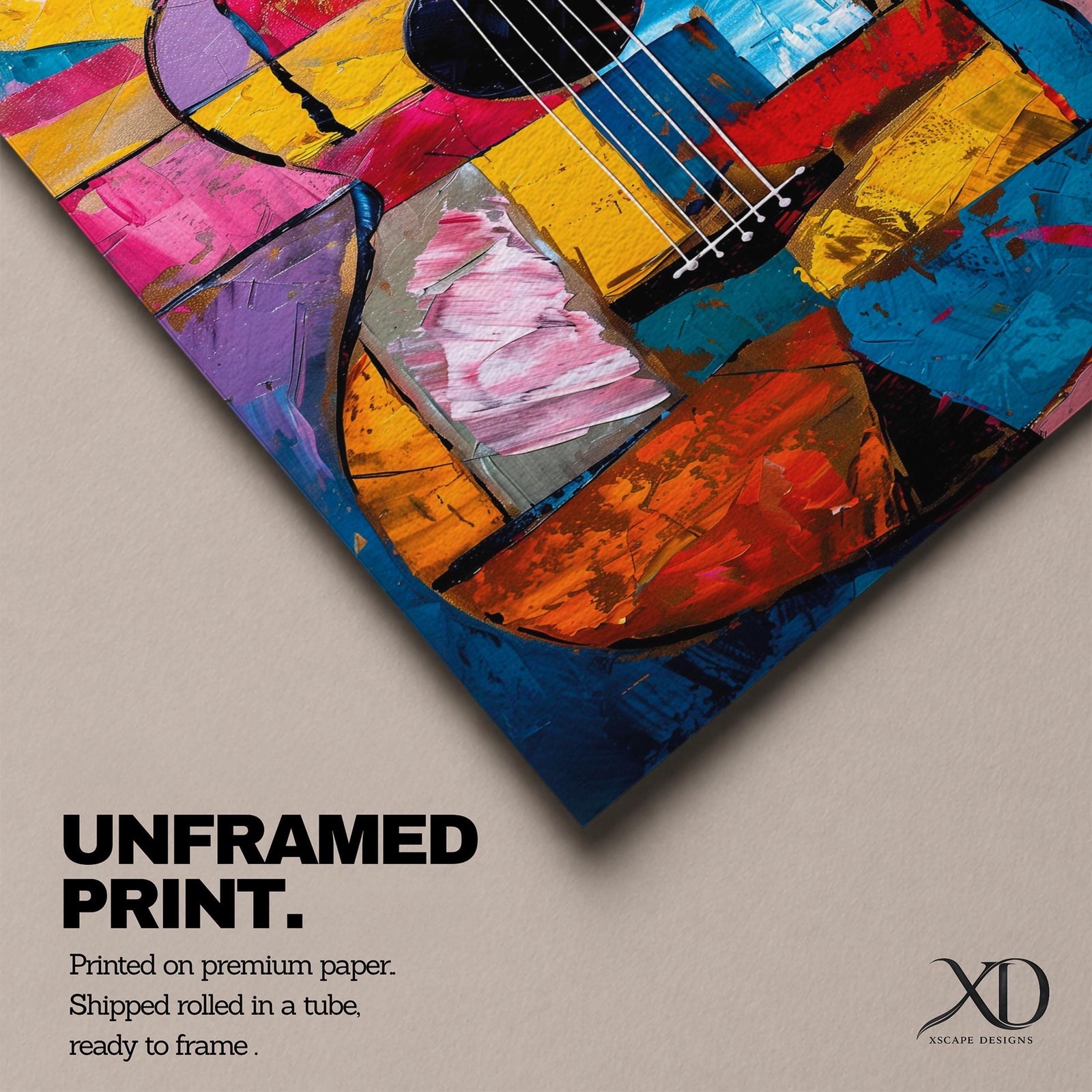 Guitar Musical Instrument Wall Art Acoustic Print Abstract Music Gift Living Room Home Decor