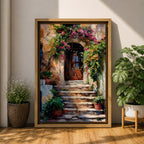 Italian Doorway Mediterranean Wall Art Villa Archway Floral Landscape Gift Living Room Home Decor