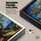 A vibrant impasto painting of a twisted olive tree with thick textured brushstrokes inspired by Van Gogh’s style. The artwork features swirling blue skies and dynamic foliage, capturing a lively landscape scene with expressive color and movement.