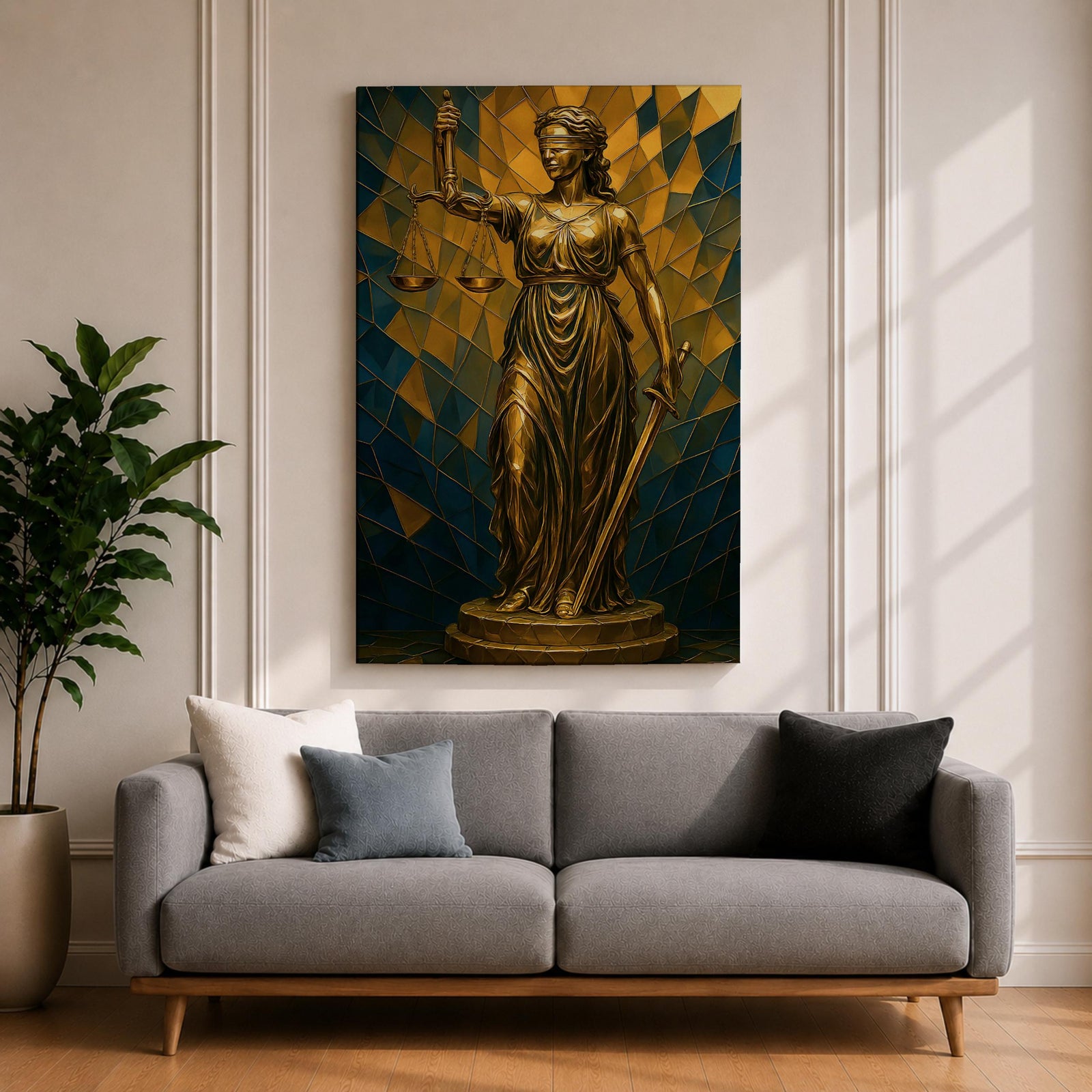 Lady Justice Legal Symbol Wall Art Themis Mythology Stained Glass Gift Office Home Decor