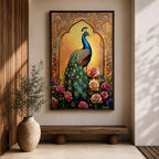 Peacock Bird Wall Art Indian Royal Mughal Floral Nature Gift Living Room Home Decor