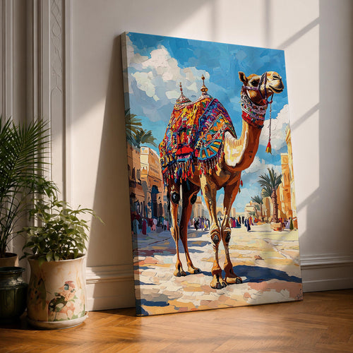 Camel Moroccan Wall Art Arabian Cultural Travel Street Market Gift Living Room Home Decor