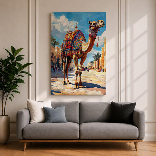Camel Moroccan Wall Art Arabian Cultural Travel Street Market Gift Living Room Home Decor