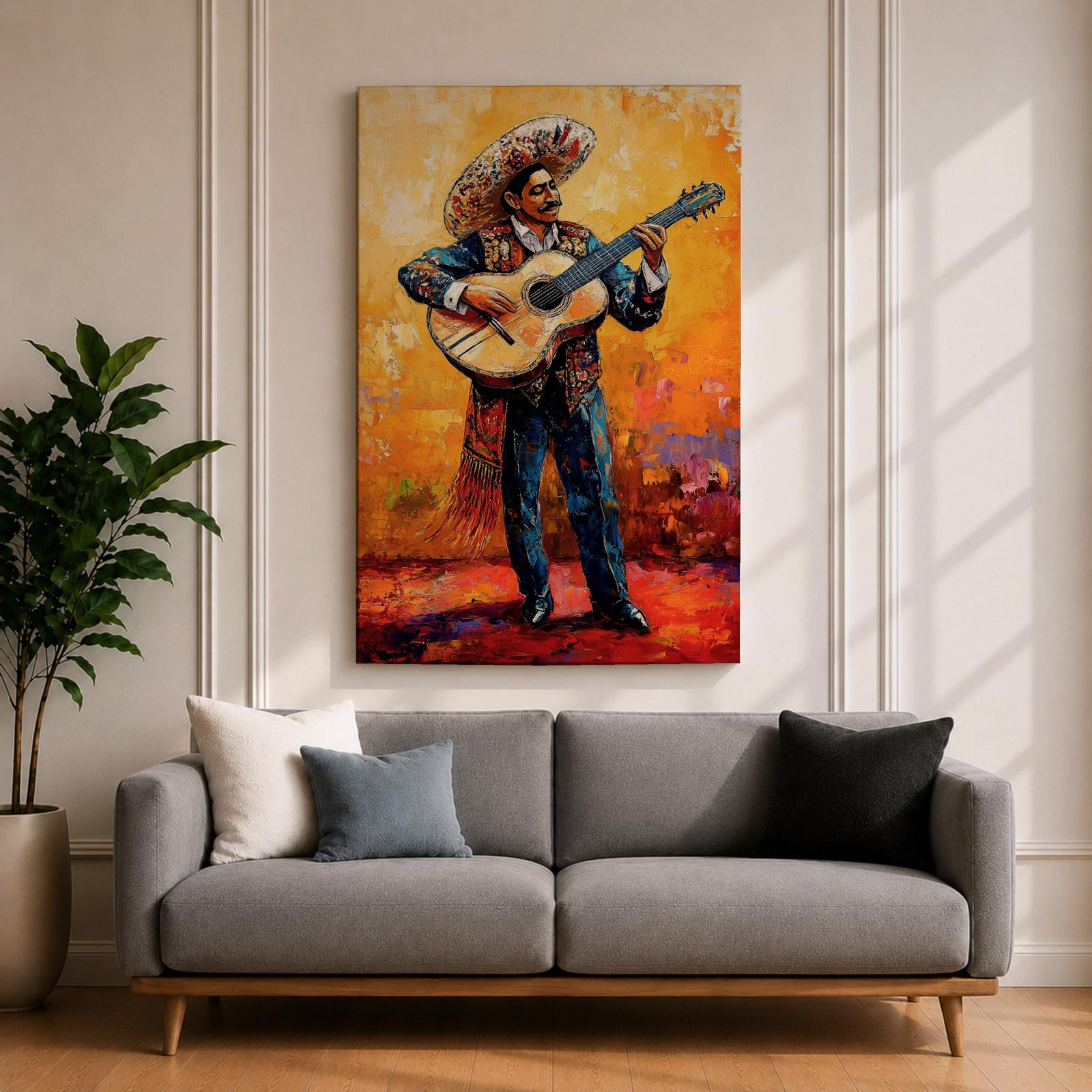 Mariachi Guitarist Mexican Cultural Wall Art Charro Folk Music Gift Living Room Home Decor