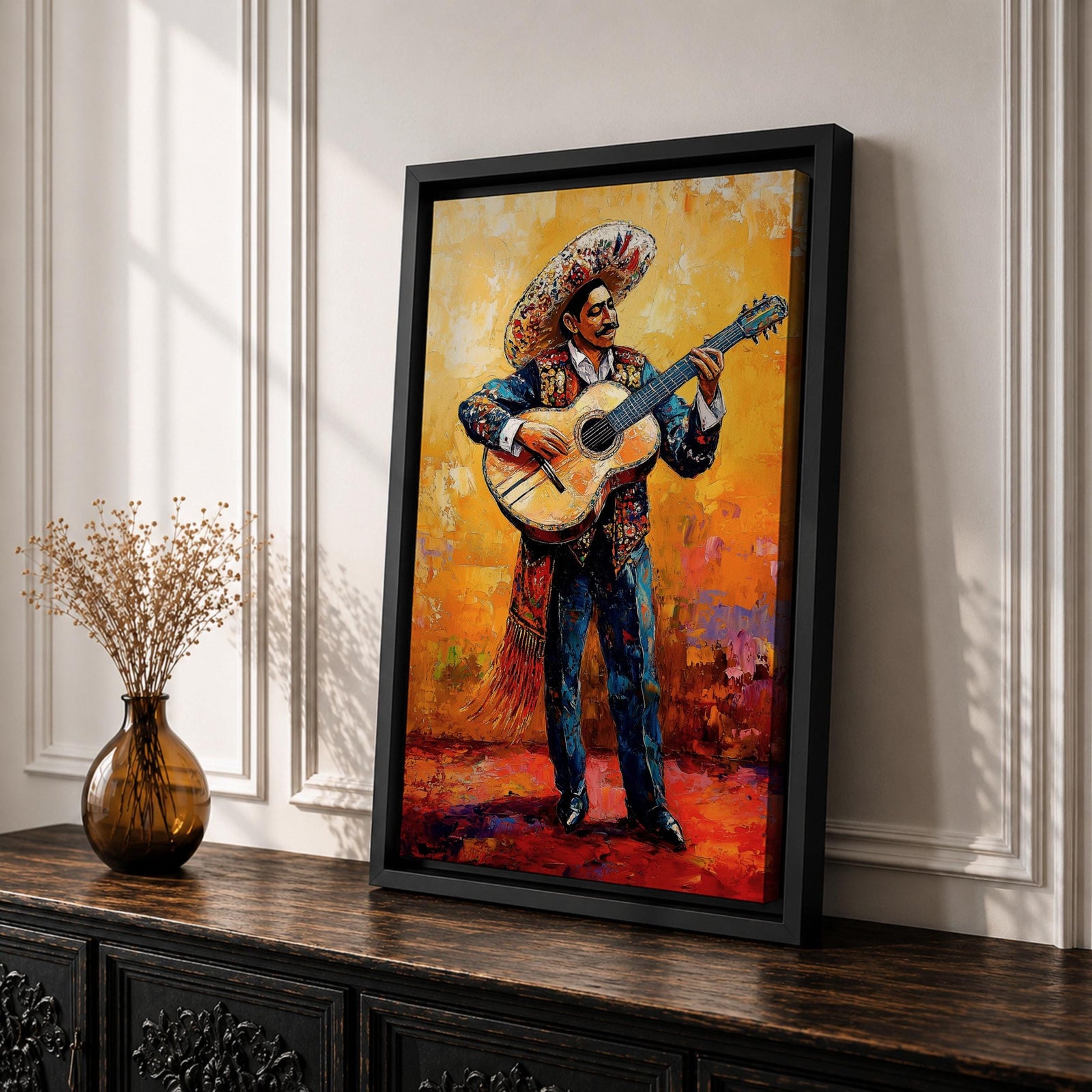 Mariachi Guitarist Mexican Cultural Wall Art Charro Folk Music Gift Living Room Home Decor