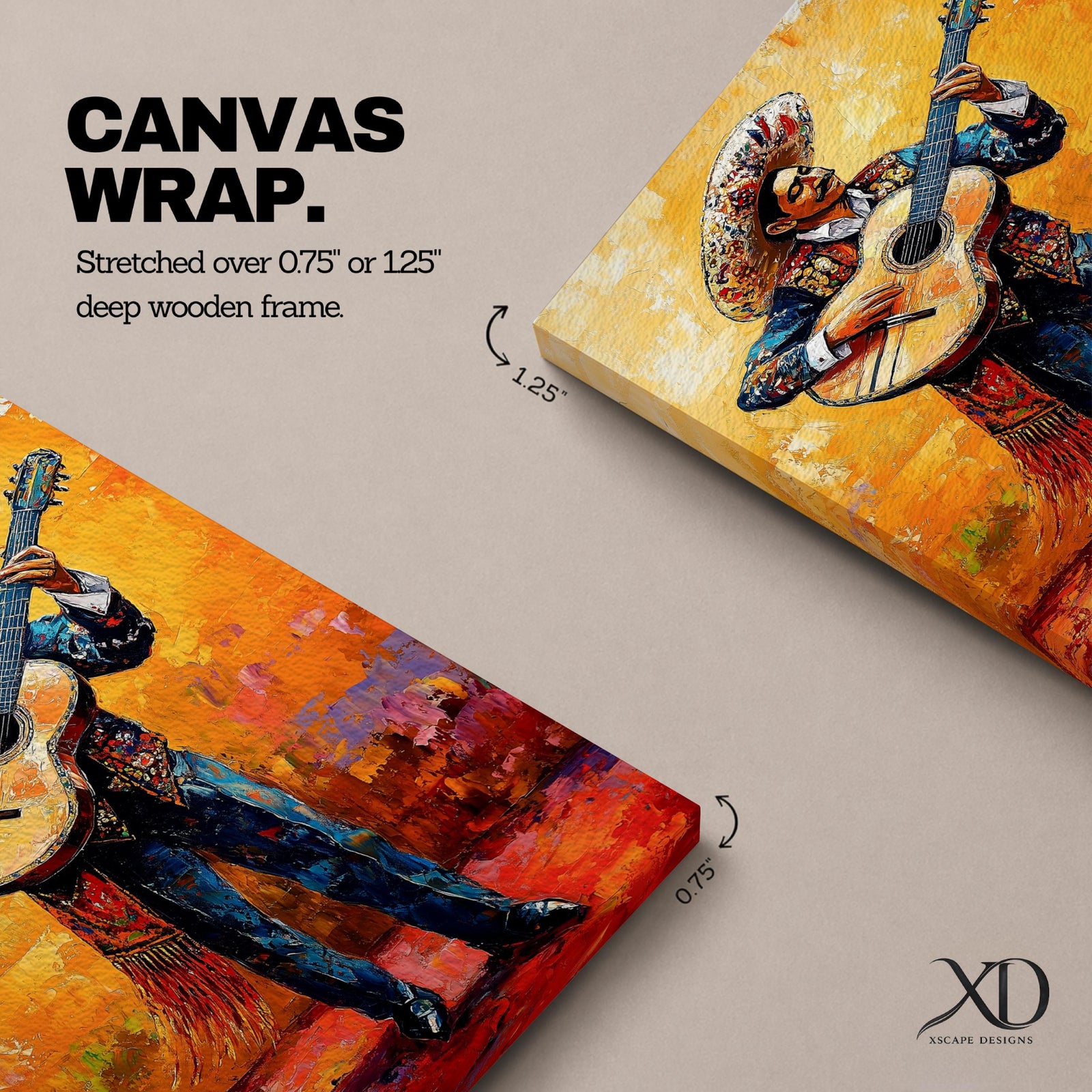 Mariachi Guitarist Mexican Cultural Wall Art Charro Folk Music Gift Living Room Home Decor