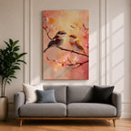 Bird Couple Wildlife Wall Art Love Songbirds Print Floral Nature Gift Bedroom Home Decor