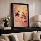 Bird Couple Wildlife Wall Art Love Songbirds Print Floral Nature Gift Bedroom Home Decor