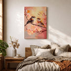 Bird Couple Wildlife Wall Art Love Songbirds Print Floral Nature Gift Bedroom Home Decor