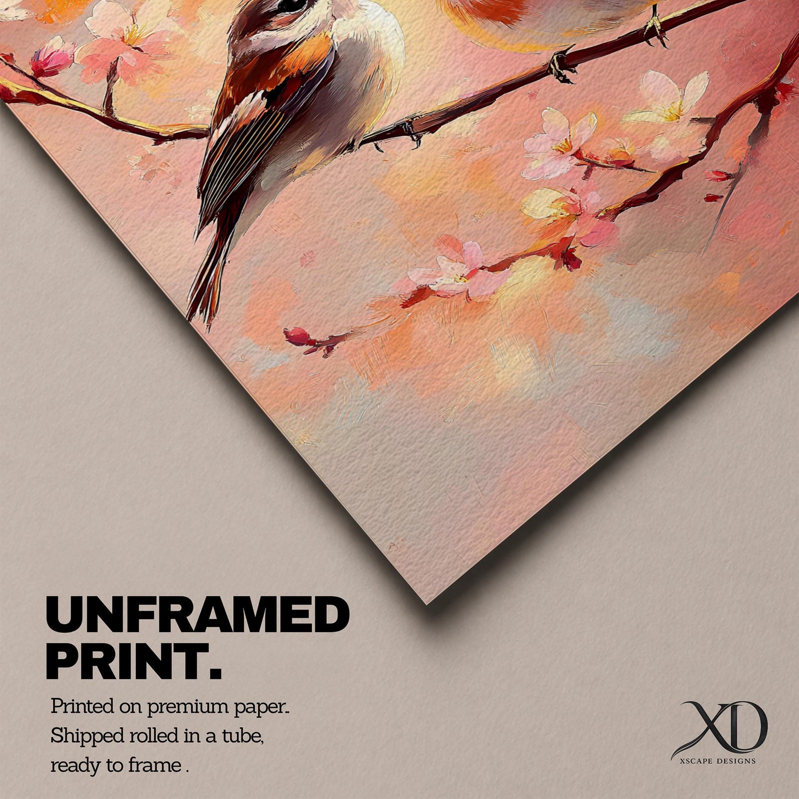 Bird Couple Wildlife Wall Art Love Songbirds Print Floral Nature Gift Bedroom Home Decor