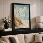 Sailboat Nautical Wall Art Beach Ocean Seascape Coastal Nature Gift Living Room Home Decor