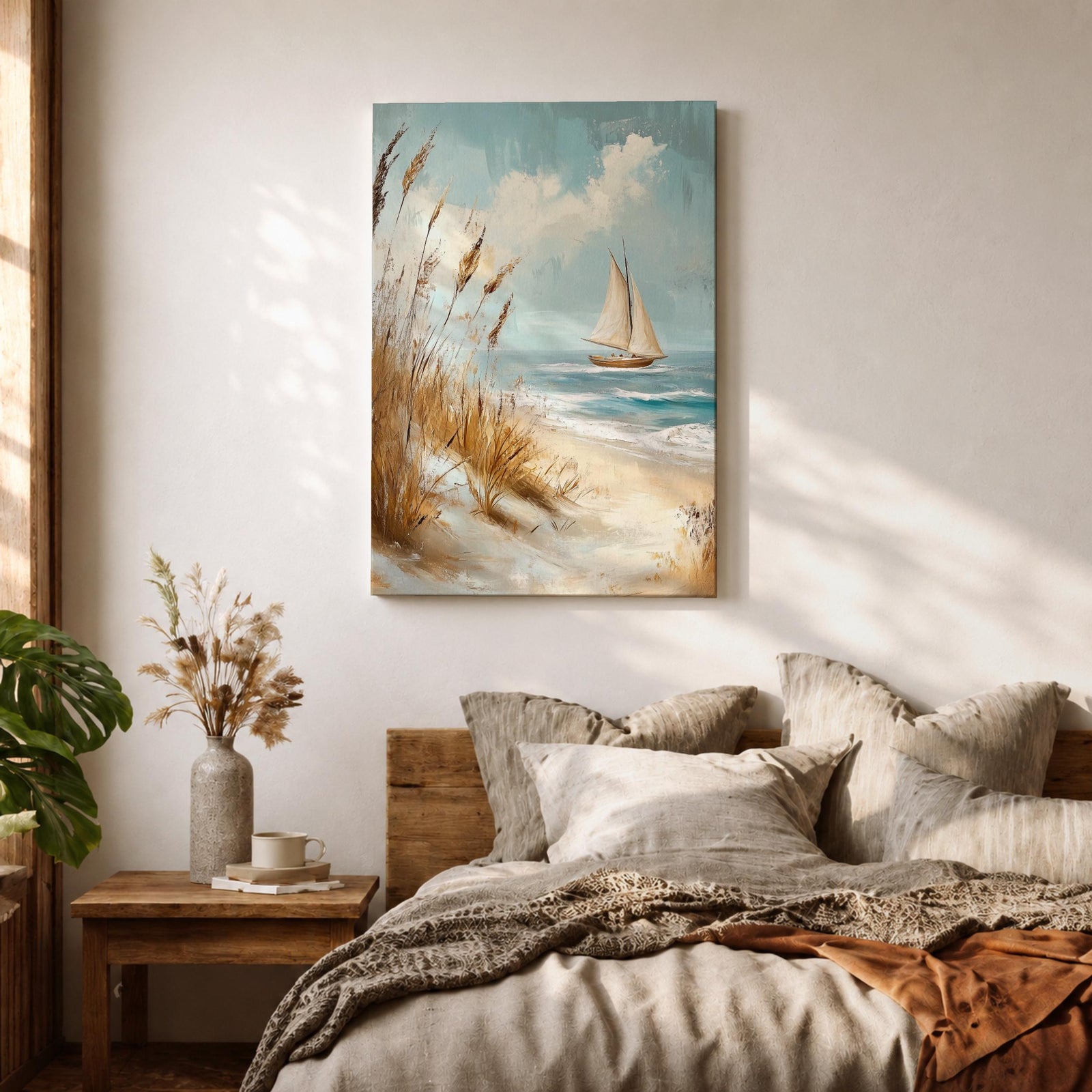 Sailboat Nautical Wall Art Beach Ocean Seascape Coastal Nature Gift Living Room Home Decor