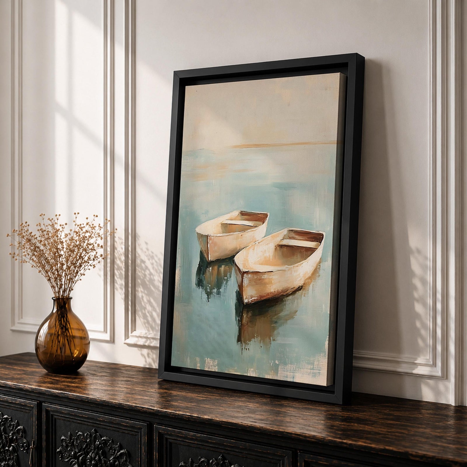 Row Boats Coastal Nautical Wall Art Dinghies Nature Seaside Gift Living Room Home Decor