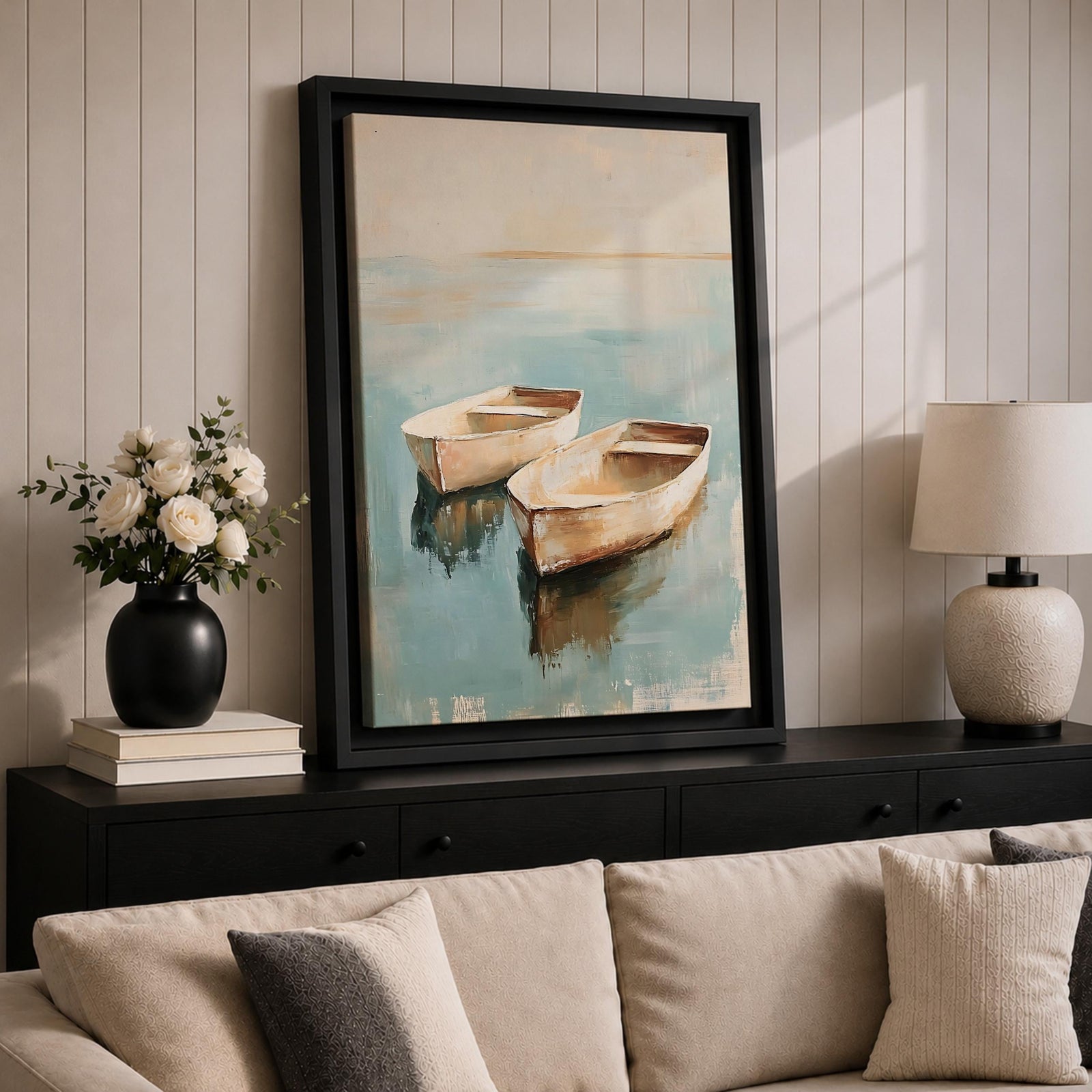 Row Boats Coastal Nautical Wall Art Dinghies Nature Seaside Gift Living Room Home Decor