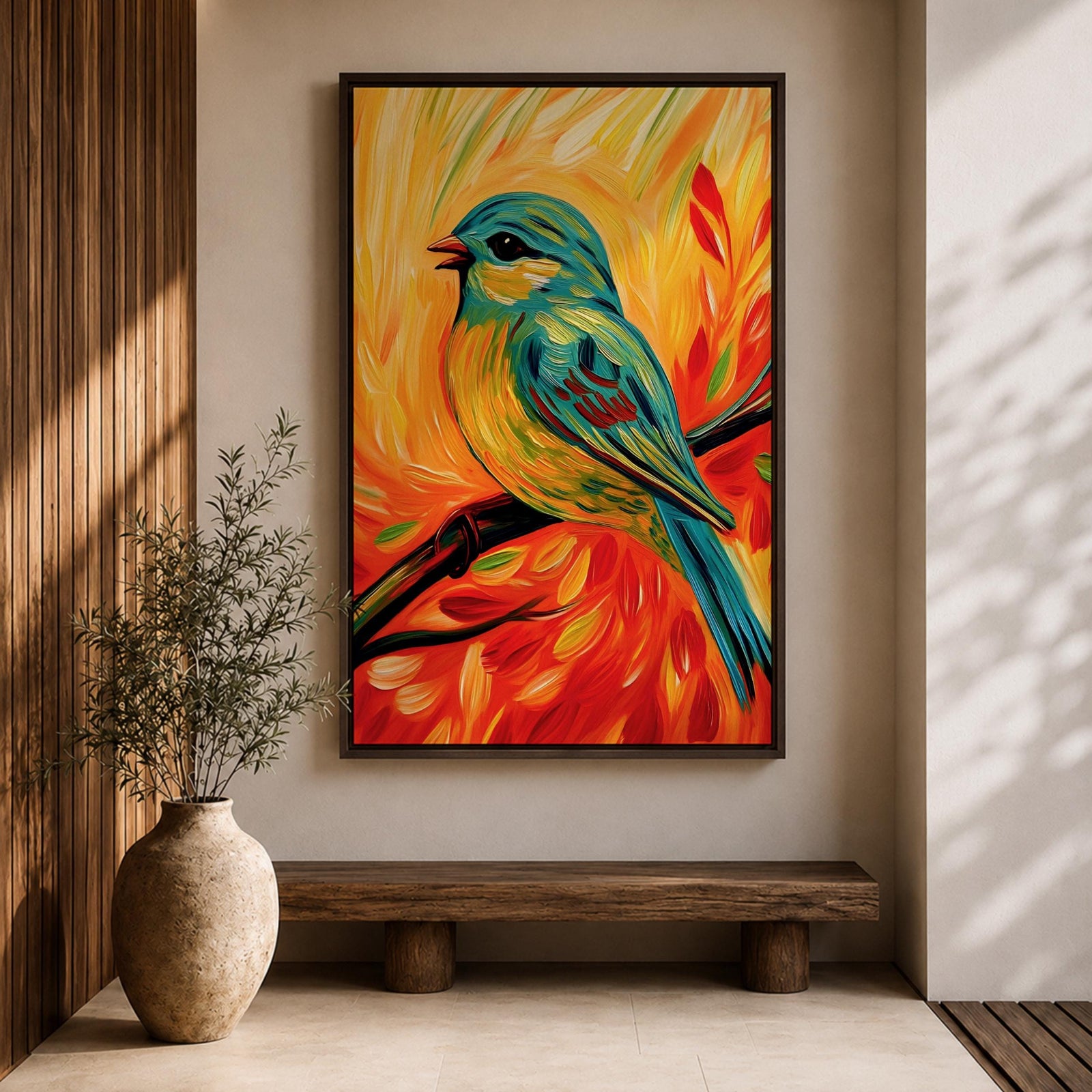 Perched Bird Wildlife Wall Art Garden Songbird Print Nature Gift Living Room Home Decor