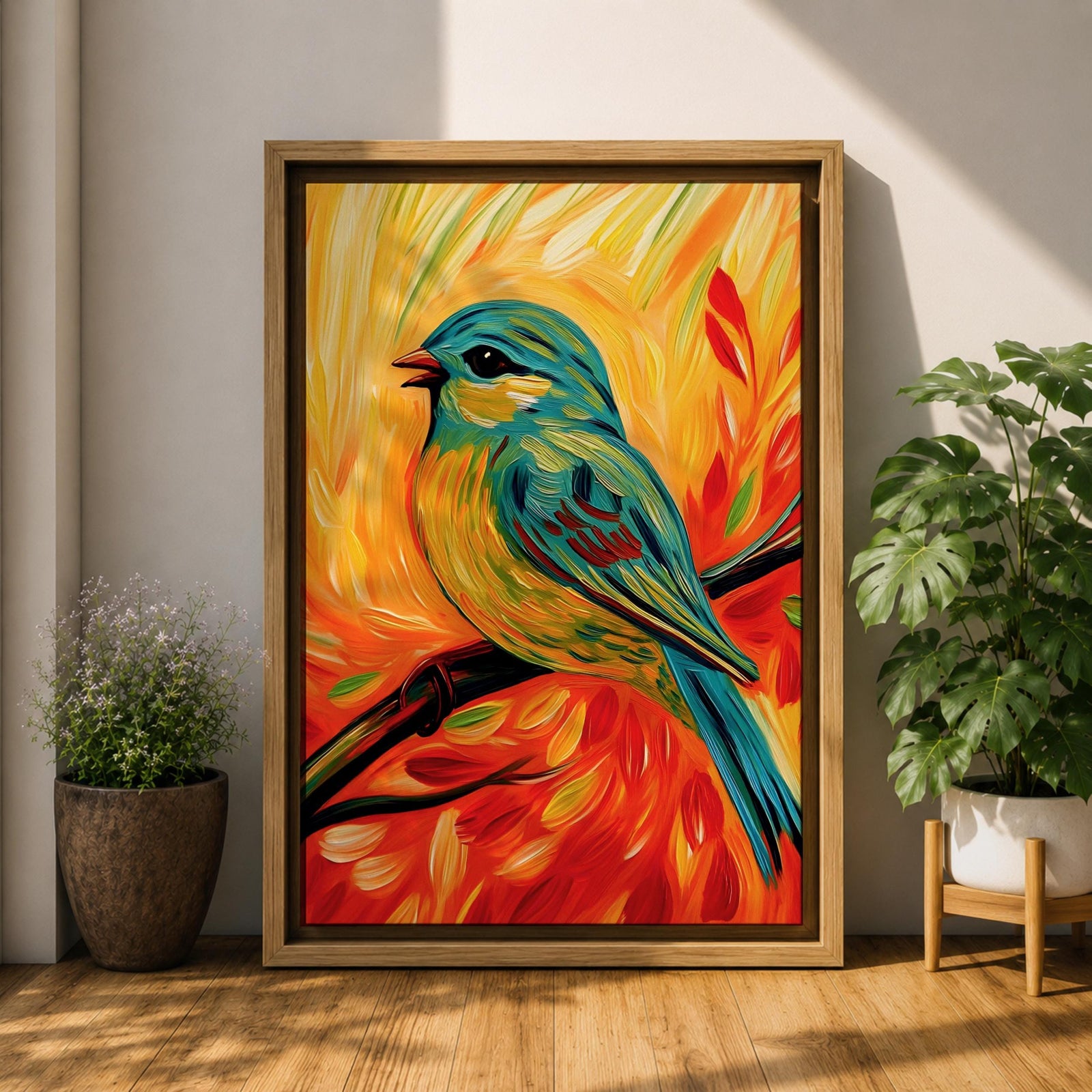 Perched Bird Wildlife Wall Art Garden Songbird Print Nature Gift Living Room Home Decor